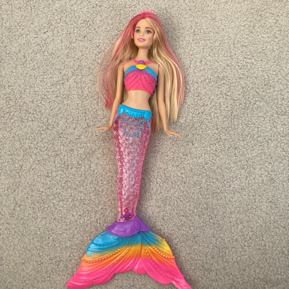 Rainbow Mermaid Barbie Doll with Light Up Tail